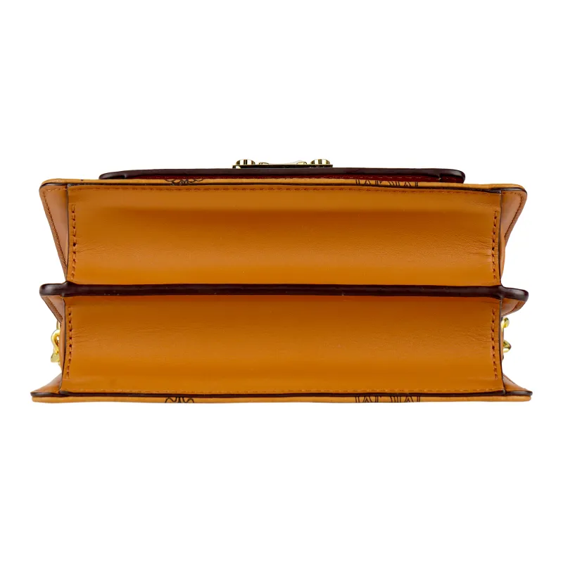 MCM Patricia Flap Lock Crossbody Mini Visetos Cognac-3