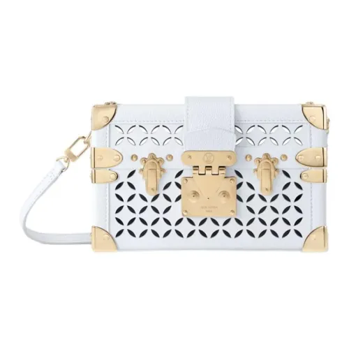 LOUIS VUITTON PETITE MALLE Cow Leather Evening Bag Shoulder Bag Women's White
