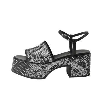 HERMES Kervella One Strap Sandals 7.5cm Women's Black