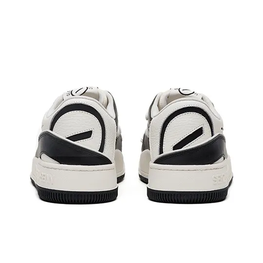 Senzubean Slip Resistant And Breathable Low Top Skateboard Shoes Unisex Black White-4