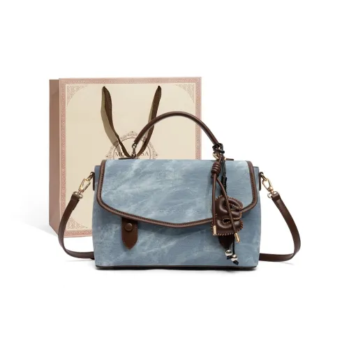 Monna Lisa Cow Leather Handbag Regular Women's Denim Blue