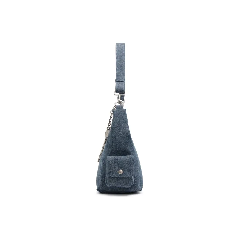 Champion Fabric Shoulder Bag Unisex Medium Blue Denim/Black/Black Gray/Silver White-2
