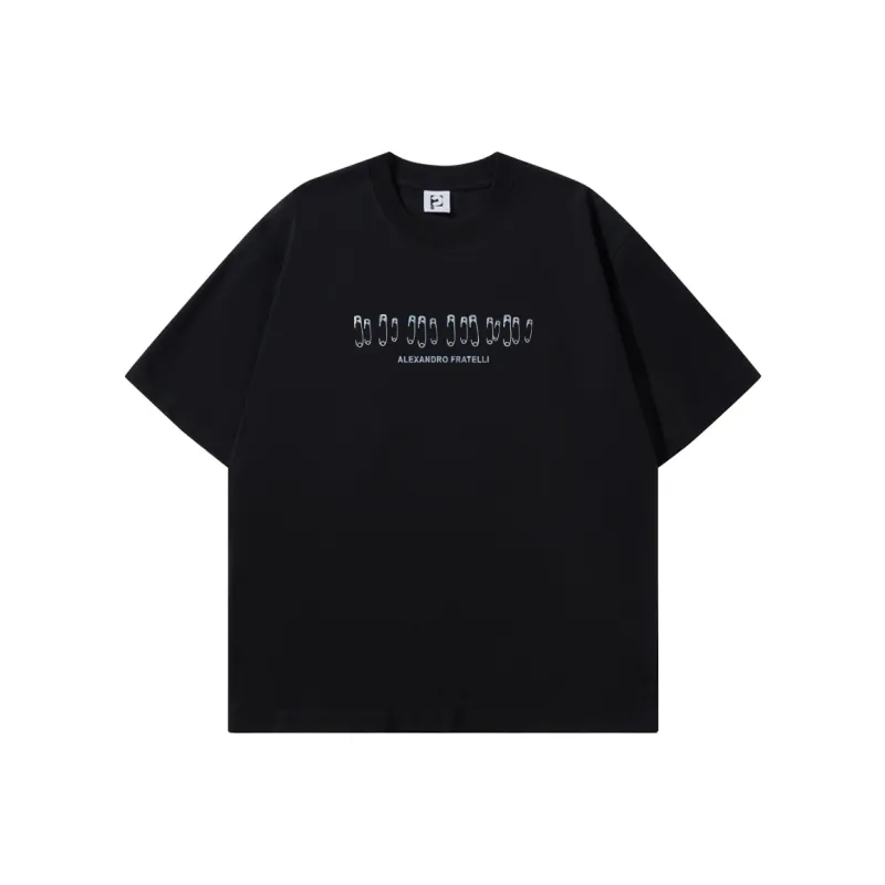 ALEXANDRO FRATELLI Crew Neck Minimalist Versatile Base Layer Versatile Basic T Shirt Unisex Black White Gray-2