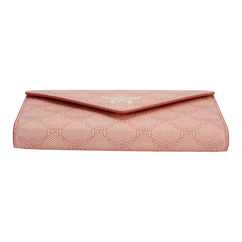 MCM Nappa Leather Shoulder Bag Crossbody Bag Wallet Large Size Women's Pink-3