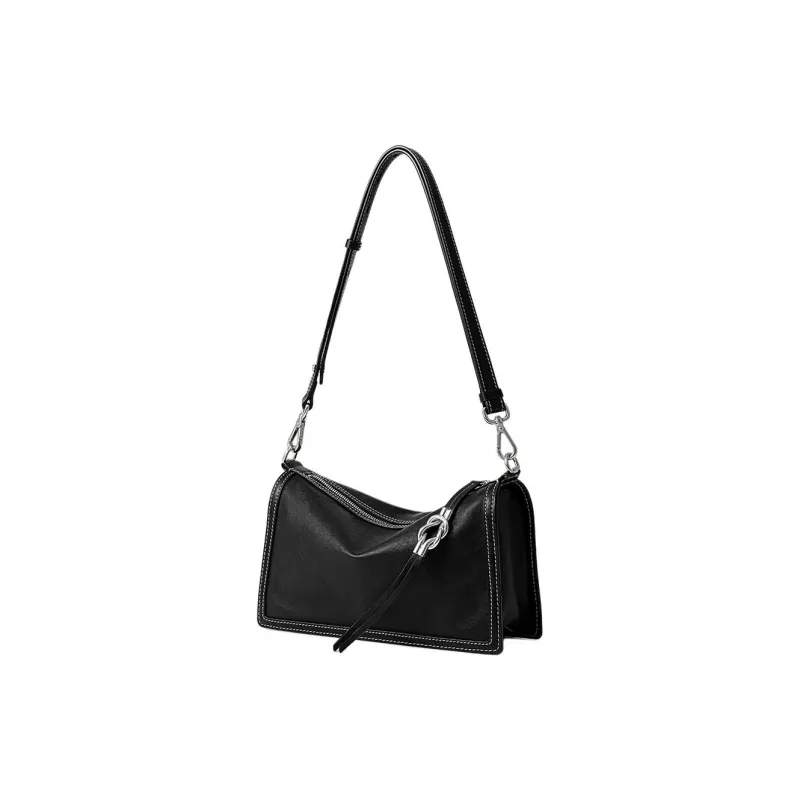 FION Cow Leather Pillow Bag, Shoulder Bag Women's Black-2