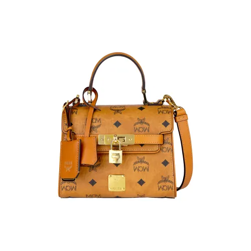 MCM Coated Canvas Kelly Bag, Shoulder Bag, Crossbody Bag, Handbag Mini Women's Brown Cognac