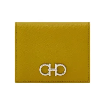 FERRAGAMO GANCINI Calfskin Wallet Women's Lemon