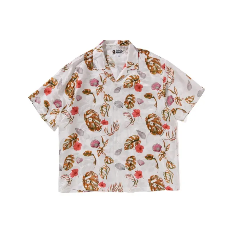 Bape Vacation Pattern Open Collar Ss Shirt-4