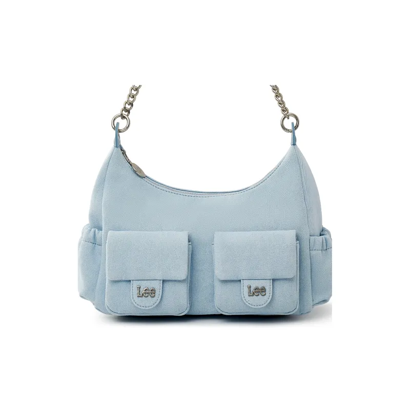 Lee Fabric Hobo Bag, One Shoulder Handbag Women's Light Blue-5