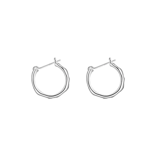 Silver 925 Sterling Silver Minimalist Hoop Earrings Women's
