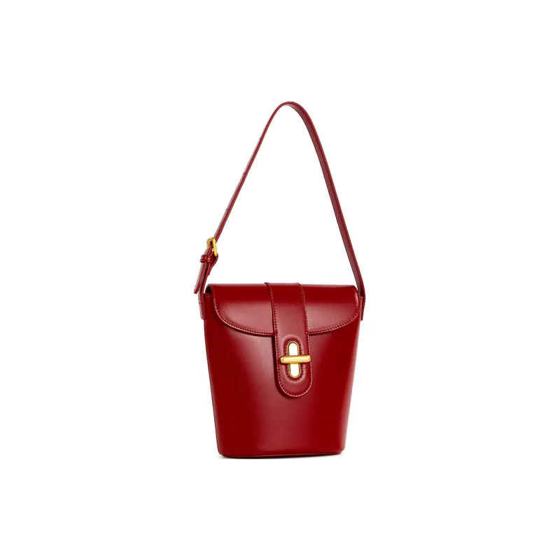 Cthulhu Cow Leather Tasty French Fries Bag Shoulder Bag, Crossbody Bag Trumpets Women's Red/Ecru-2