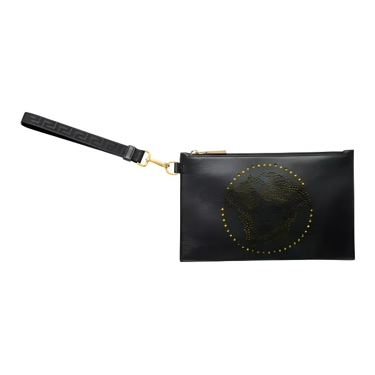 VERSACE Leather Clutch Regular Women's Black-0