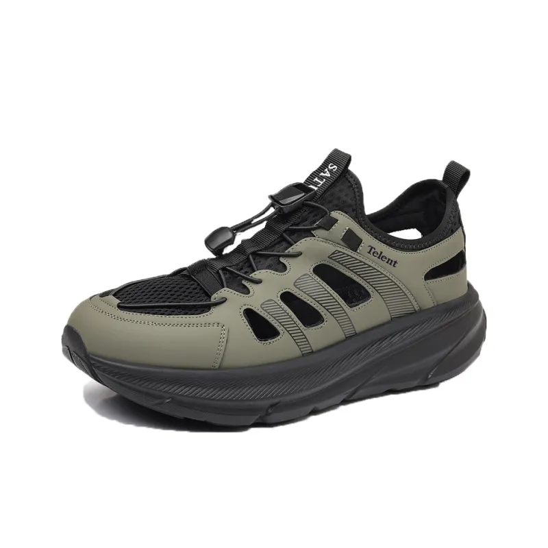 TELENT Breathable Cushioning River Trekking Shoes Men's Army Green-0