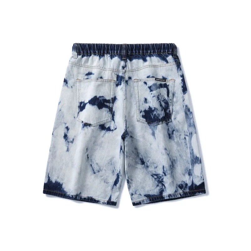 SANTASTIC Denim Shorts Unisex Snowflake Blue-1
