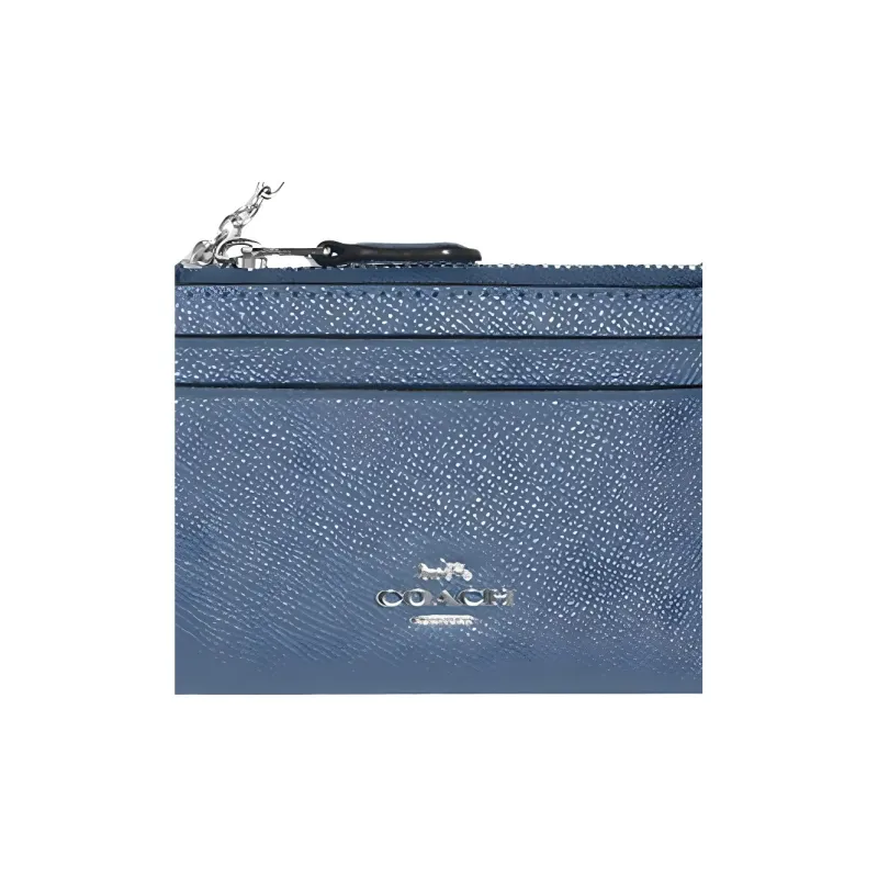 COACH Mini Id Skinny Cross-Stitch Leather Document Wallet Card Holders Mini Women's Indigo-2
