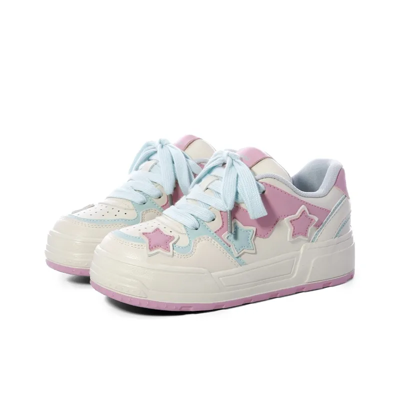 The New Age Family Low Top Skateboard Shoes Women's Beige Pink Green-1