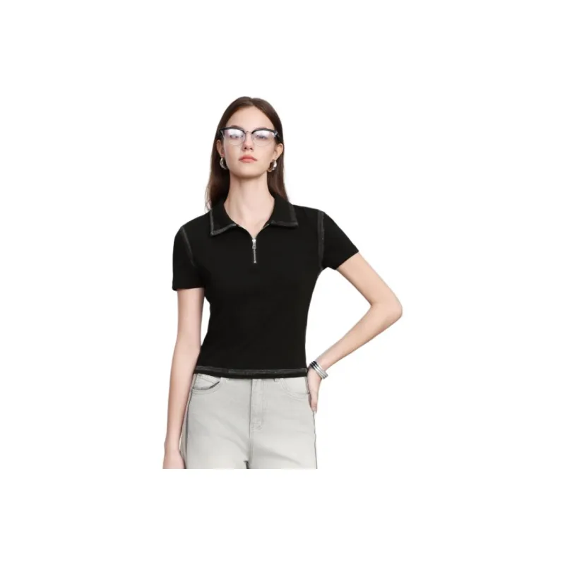 HENGZE T Shirts Women's Obsidian Black-0