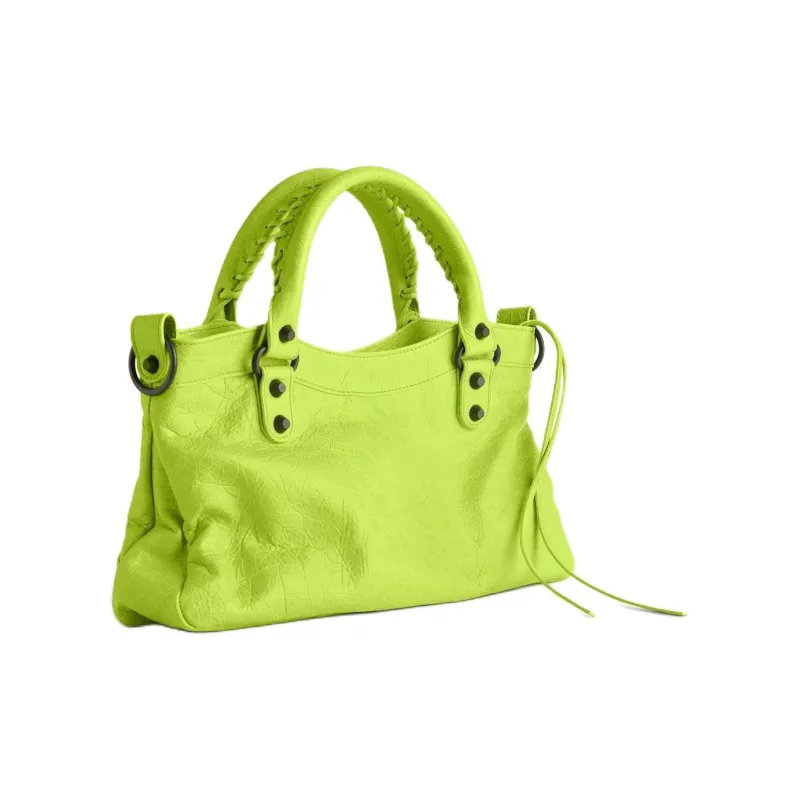 Balenciaga Le City Lambskin One Shoulder Handbag Women's Emeralds-3