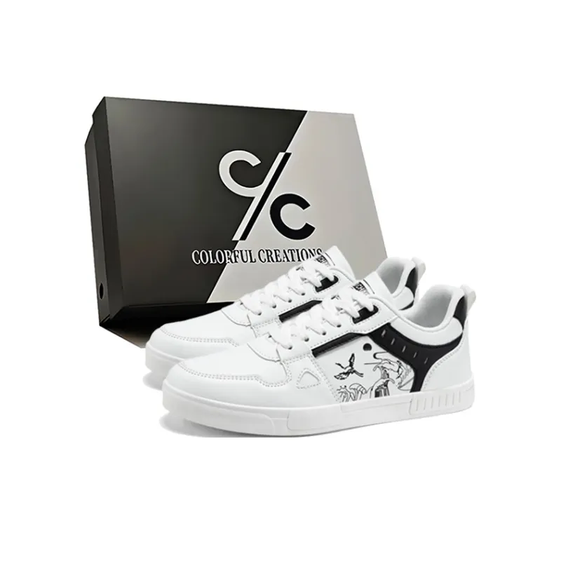 Colorful Creations Anti Slip Wear Resistant Low Top Skateboard Shoes Men's White Box-0
