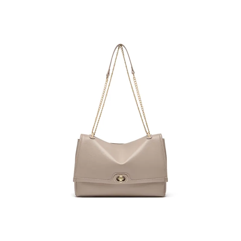 CNOLES Waxed Leather Shoulder Bag, Crossbody Bag Large Size Small Size Women's Cream White/Midnight Black-14