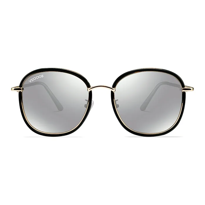 VEGOOS TR/Memory Plastic Metal Oval Sunglasses Women's-5
