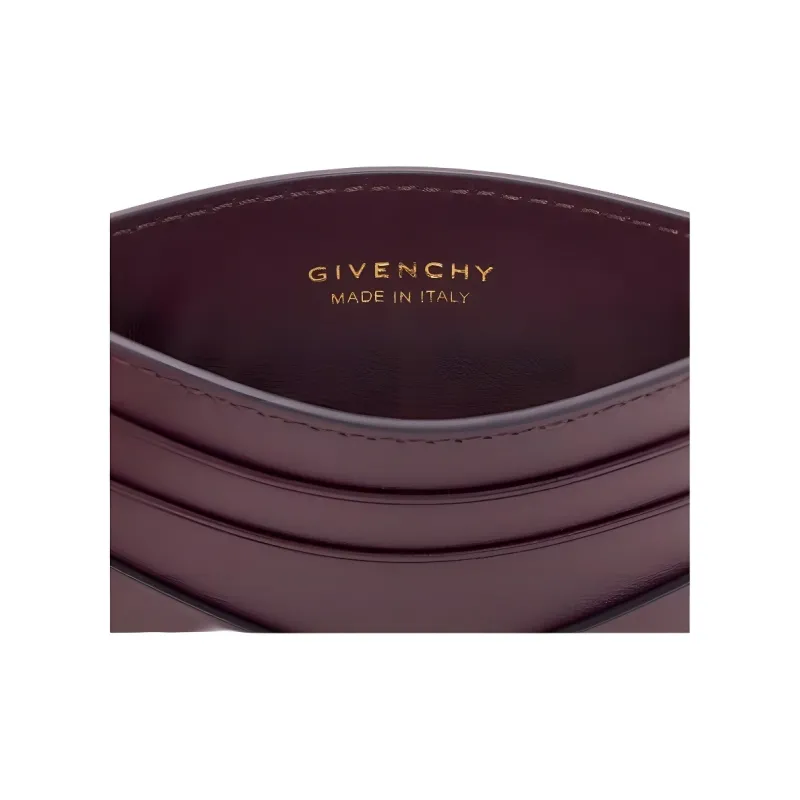 GIVENCHY 4G Calfskin Card Clip Card Holder Women's Burgundy-6
