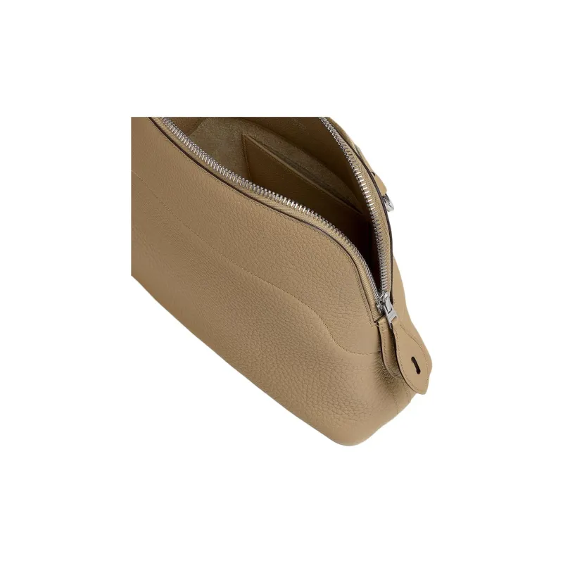HERMES Bolide Togo Calfskin Crossbody Bag Unisex 1C Poussiere Dusty Brown/Cardamom Green-2