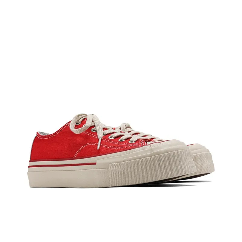 Fang Sanhuo Coverage Height Increase Low Top Canvas Shoes Unisex Red-1