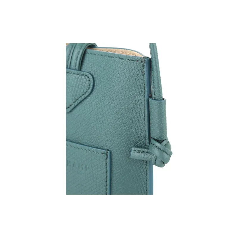 LONGCHAMP Le Roseau Cow Leather Crossbody Cell Phone Pouch Women's Blue Green-5