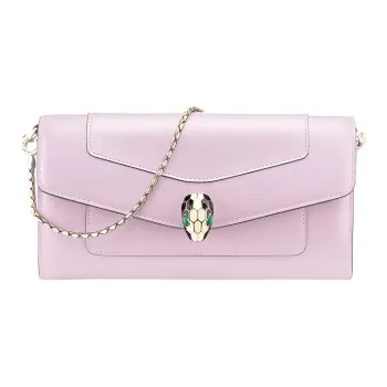 BVLGARI Serpenti Forever Calfskin Wallet Women's Light Purple