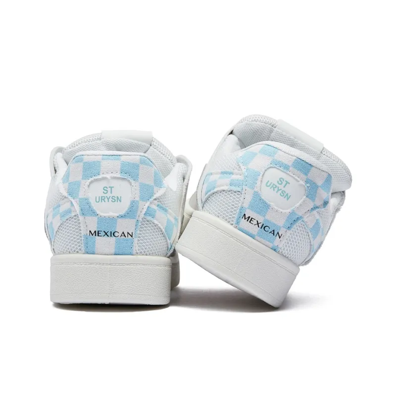 MEXICAN Low Top Skateboard Shoes Women's White Blue-4