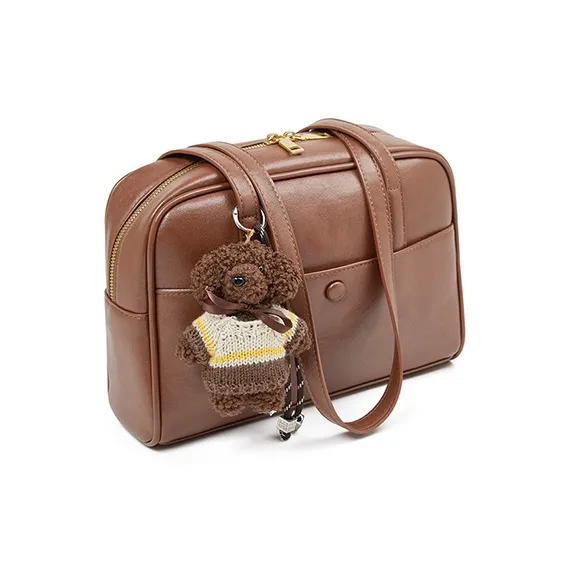 Old Man's Head Synthetic Leather Bowling Bag, Shoulder Bag Women's Coffee/Brown/Black-15