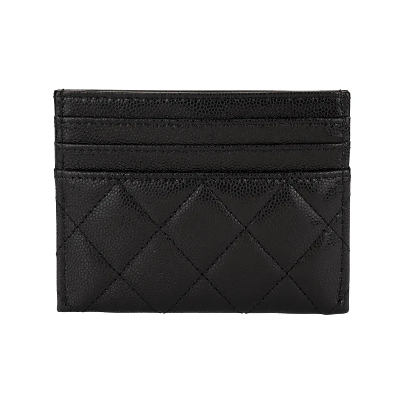 CHANEL Grain Cow Leather Card Holder Women's Black-2