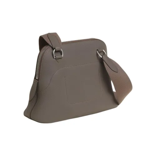 HERMES Calfskin Crossbody Bag Unisex 8F Gris ÉTain Tin Gray
