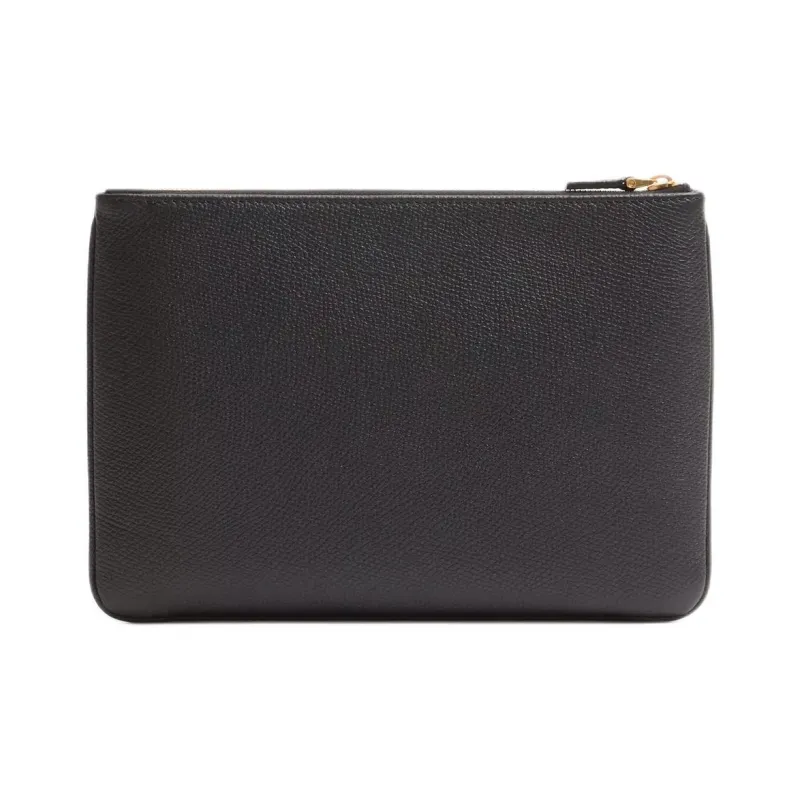 Valentino Vlogo Grain Calfskin Clutch Women's Black-3