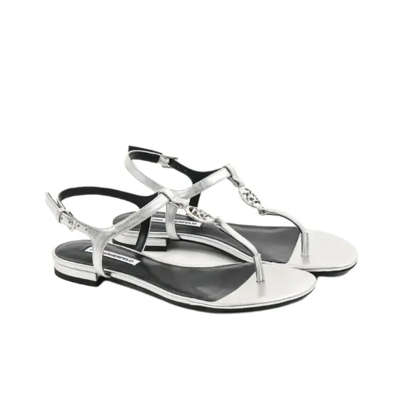 KARL LAGERFELD One Strap Sandals Women's Silver-2