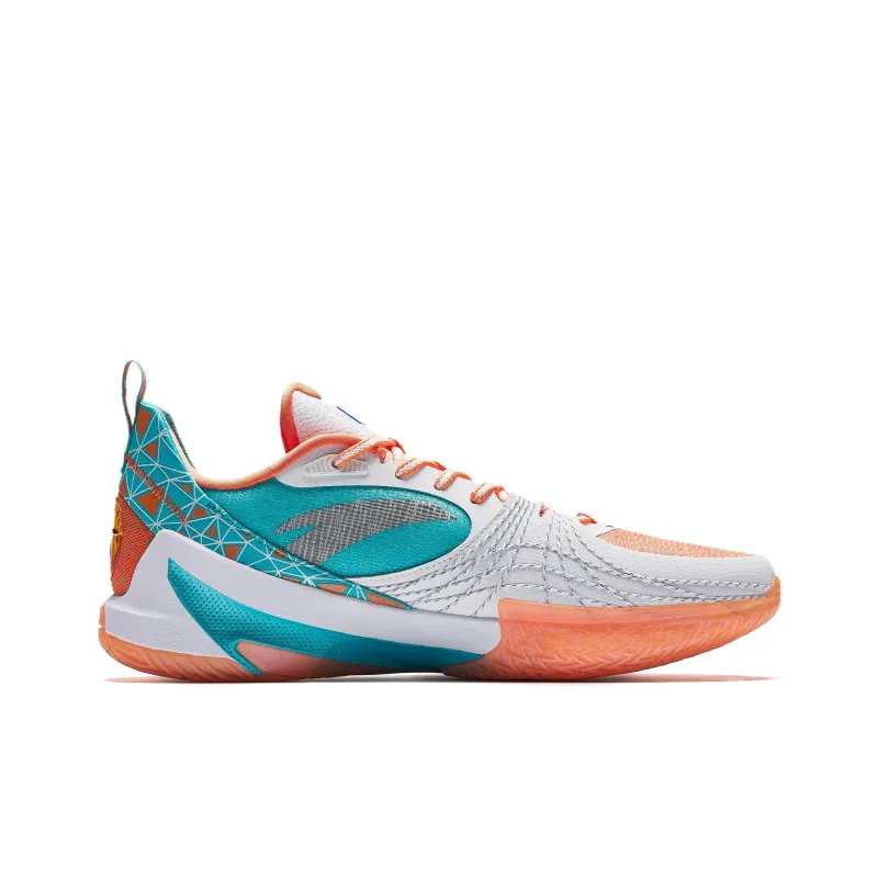 ANTA Speed Decision 6 Basketball Shoes Men Low Top Pure White/Fluorescent Bright Orange/Fluorescent Neon Blue-1