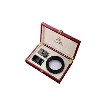 POLOMEISDO Cow Leather Premium Belt With Custom Exclusive Greeting Card Men's 3.5cm