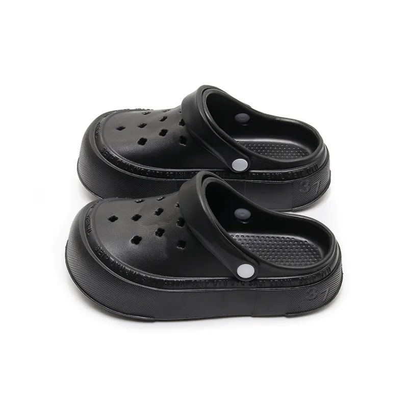 XGGC Summer Eva Closed Toe Mules Platform Height Increasing Squashy And Bouncy Feeling Slippers Soft Sole Casual Clogs-2