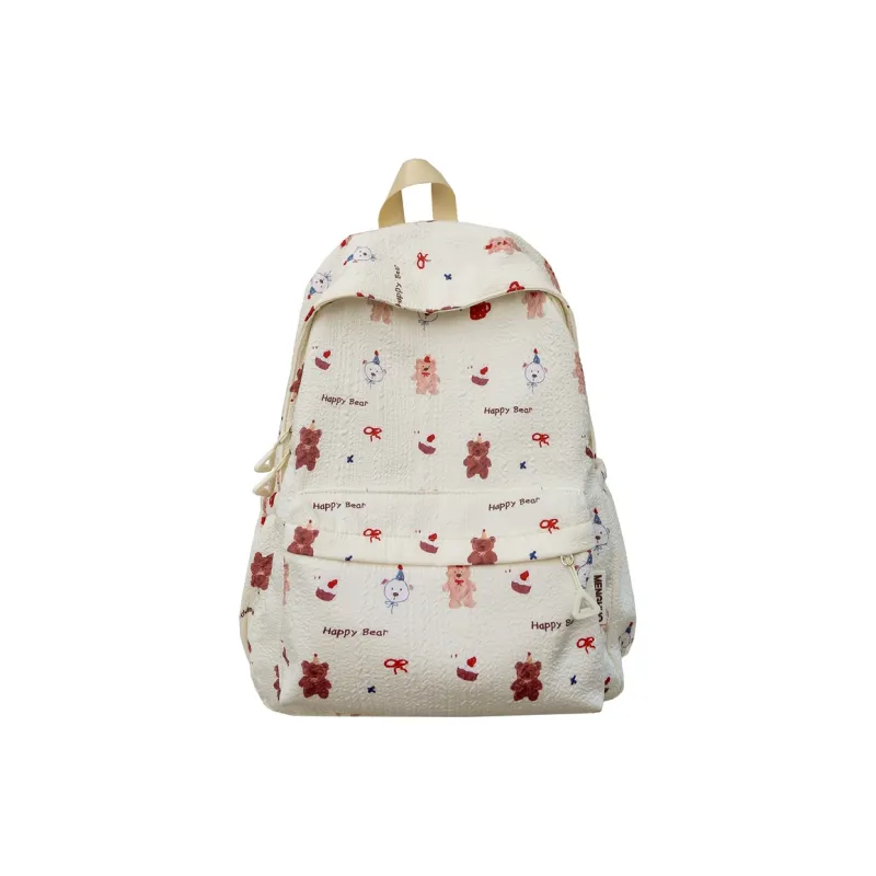 Kaka Tree Polyester Backpack Unisex White/Yellow/Blue/Pink-0