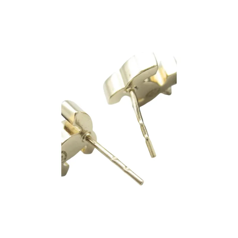 CHANEL Gold Plated Earrings Unisex Black-3