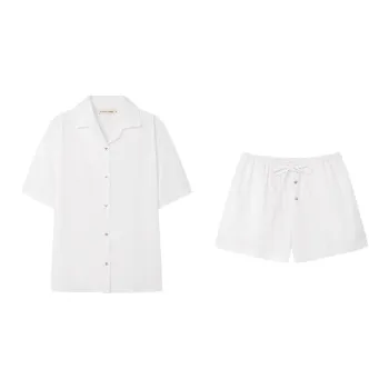 CICADAHOME Summer Pajama Set Women's 2 Pack White