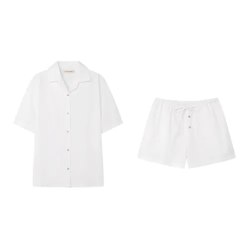 CICADAHOME Summer Pajama Set Women's 2 Pack White
