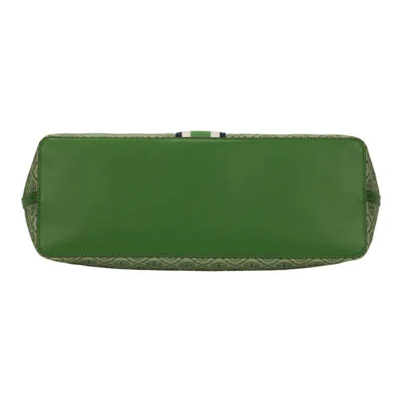 TORY BURCH T Monogram Coated Canvas Shoulder Bag, Tote Bag, Shopping Bag, Handbag Regular Women's Green-3