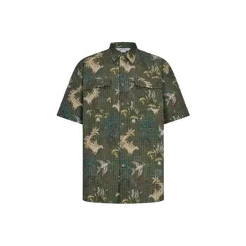 URBAN REVIVO Shirts Men Dark Brown Green Print