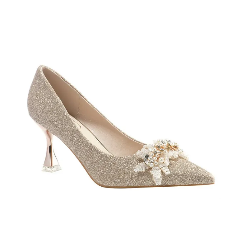KATHRYN WILSON Slim Heel High Heels 7.5cm Women's Champagne-1