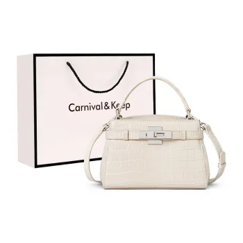 Carnival Keep Cow Leather Handbag Women's Ecru/Black