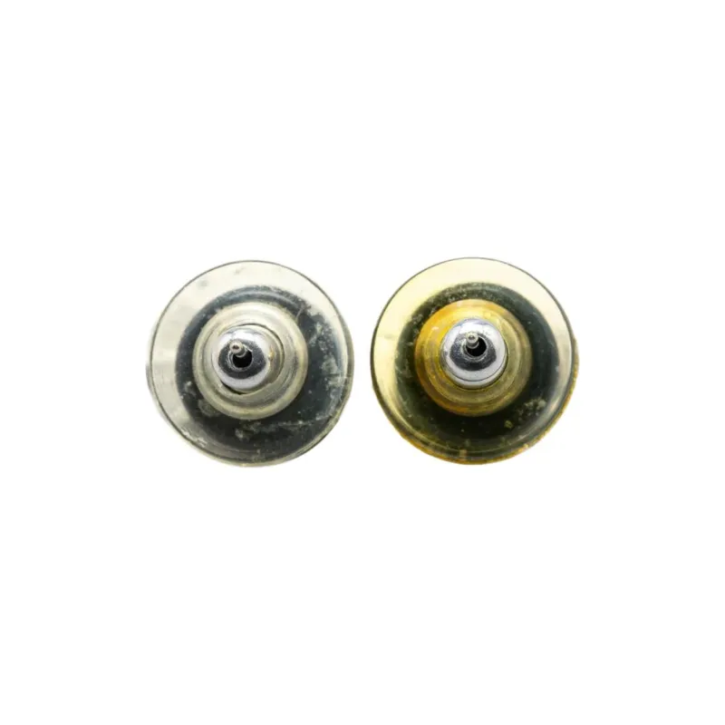 CHANEL 2001 Resin Cc Round Push Back Earrings Costume Earrings-1