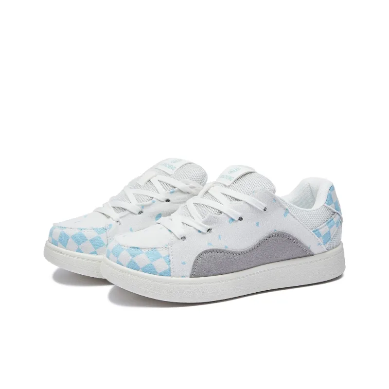 MEXICAN Low Top Skateboard Shoes Women's White Blue-2