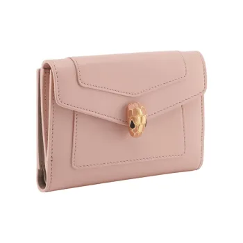 BVLGARI Serpenti Forever Calfskin Wallet Tubas Women's Pink